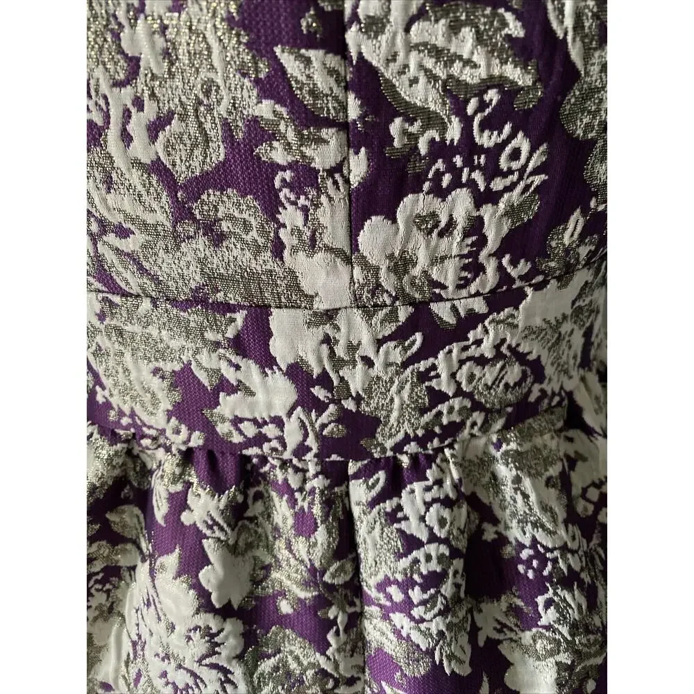 Laundry by Shelli Segal Dress Purple Silver Tapestry Sparkle Size 4 - Picture 6 of 15